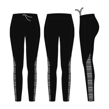 Women's  sports legging splicing print fashion vector sketch, Apparel template