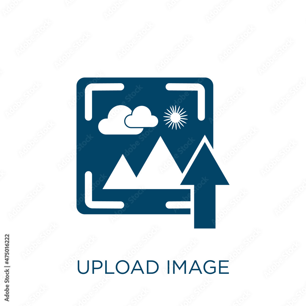 Poster upload image vector icon. upload filled flat symbol for mobile concept and web design. black arrow g