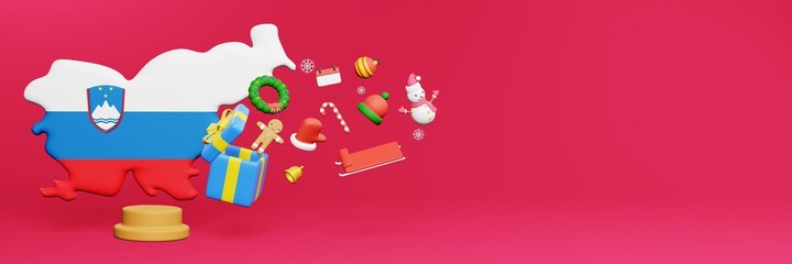 3d rendering of christmas new year celebration in Slovenia for web cover and social media