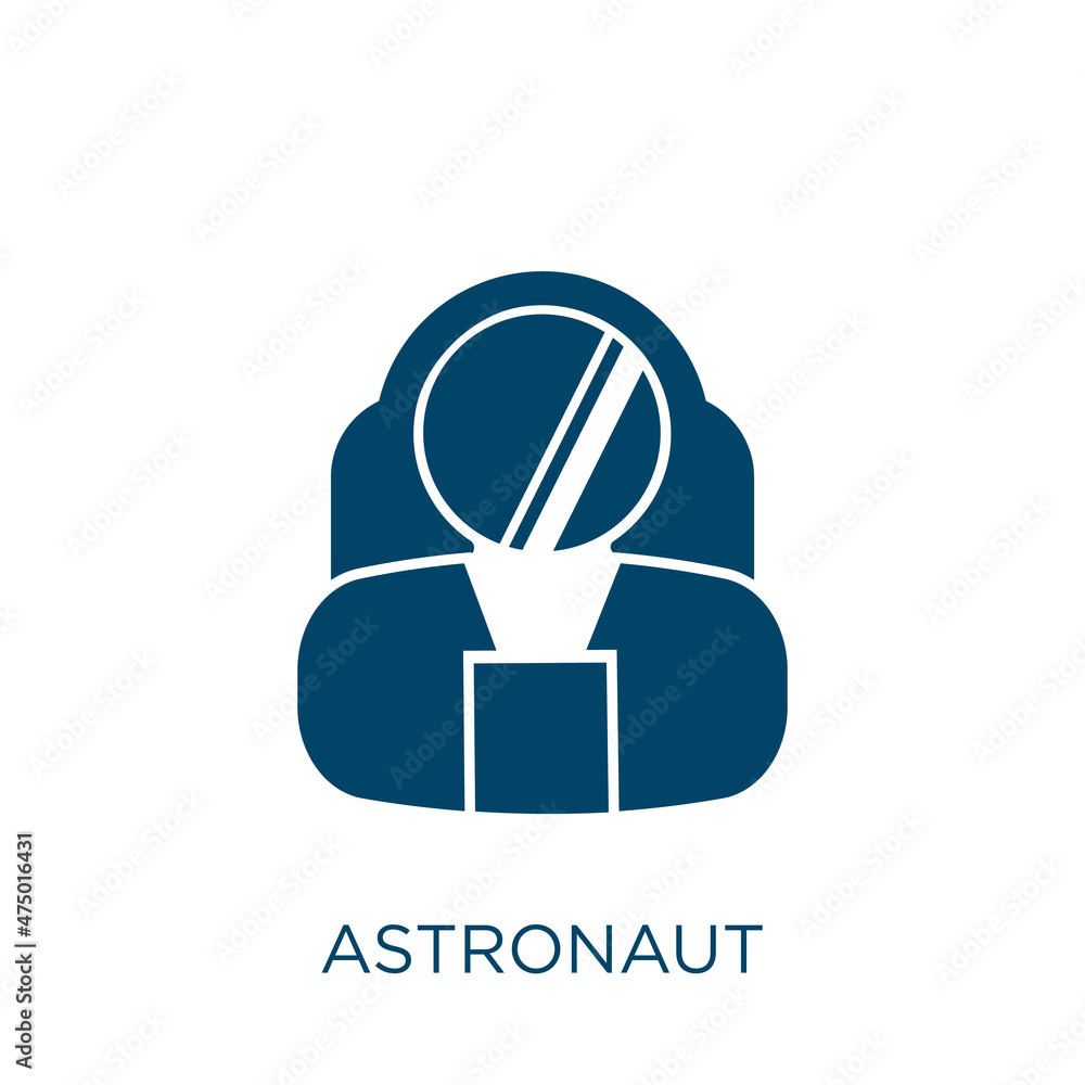 Poster astronaut vector icon. rocket filled flat symbol for mobile concept and web design. black space glyp