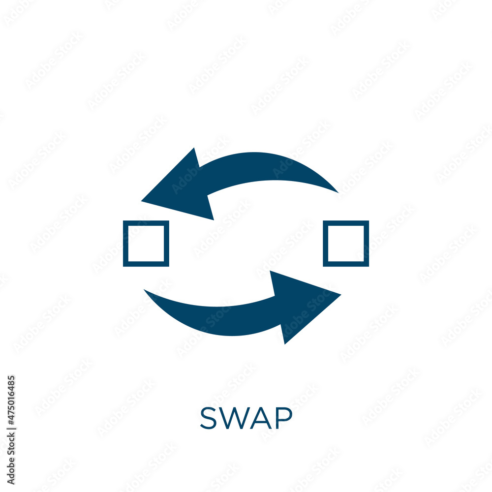Poster swap vector icon. refresh filled flat symbol for mobile concept and web design. black circle glyph i