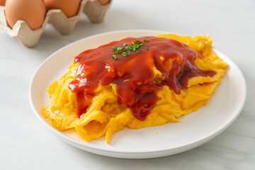 Flavored Fried Rice in an Omelet Wrapping