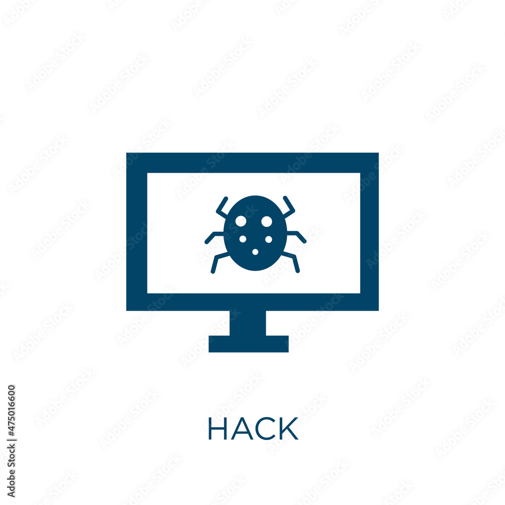 Aufkleber hack vector icon. internet filled flat symbol for mobile concept and web design. black computer glyp