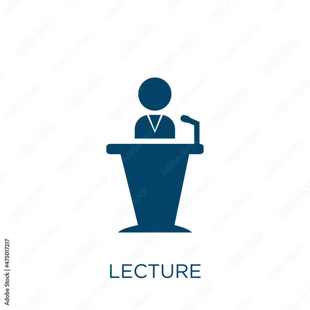 Aufkleber lecture vector icon. training filled flat symbol for mobile concept and web design. black education 