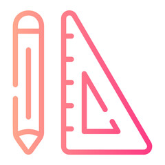 pencil and ruler gradient icon