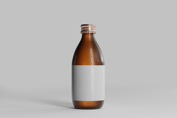 Cold Beer Bottle with a Blank Label