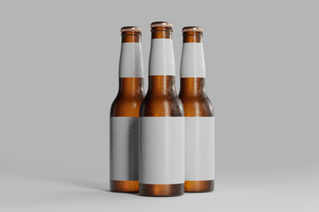 Cold Beer Bottle with a Blank Label