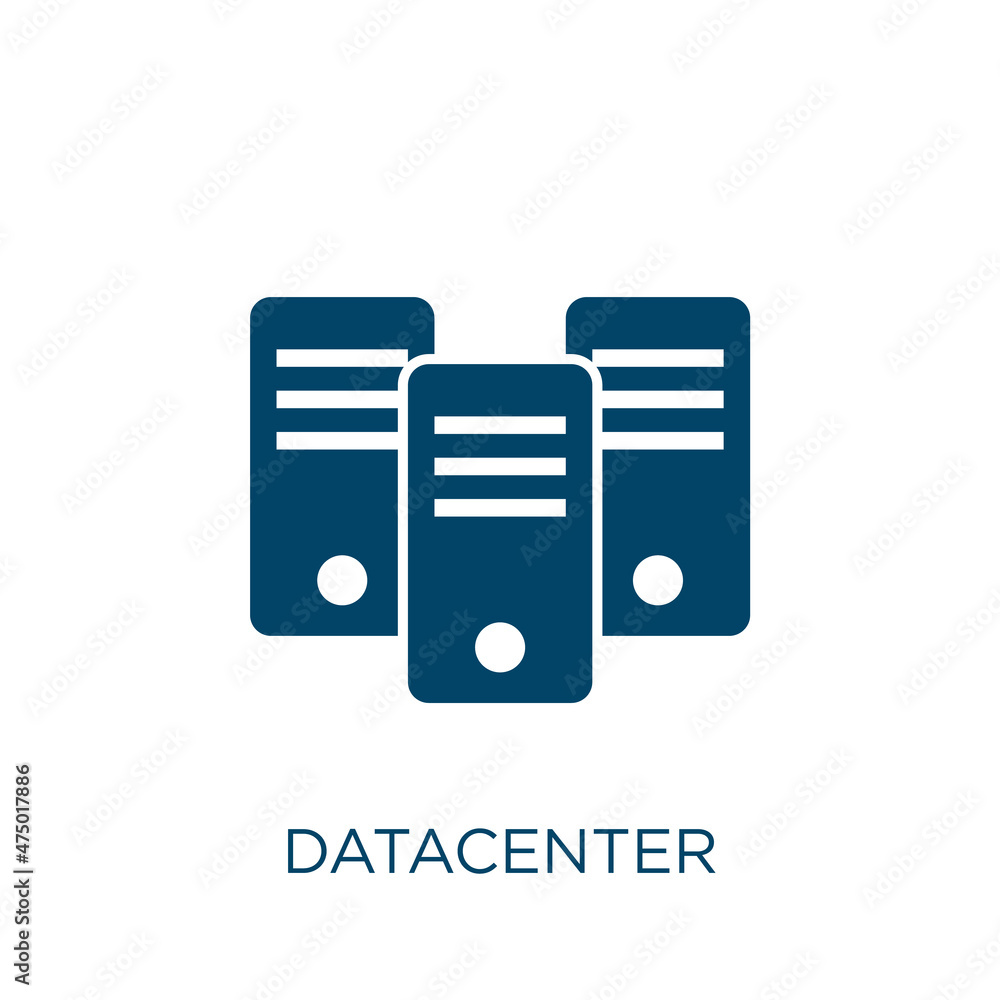 Poster datacenter vector icon. computer filled flat symbol for mobile concept and web design. black databas