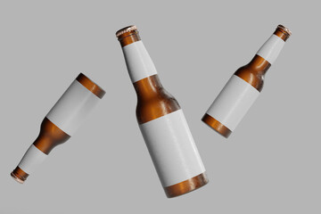 Cold Beer Bottle with a Blank Label