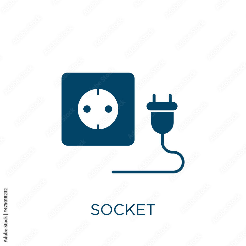 Poster socket vector icon. plug filled flat symbol for mobile concept and web design. black connection glyp
