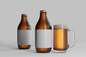 Cold Beer Bottle with Blank Label