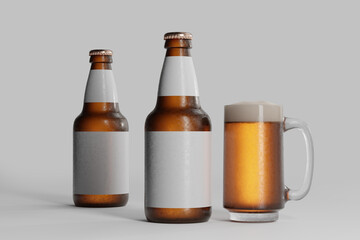 Cold Beer Bottle with a Blank Label