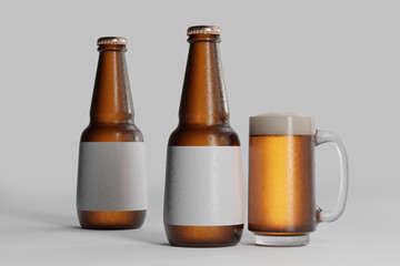 Cold Beer Bottle with a Blank Label