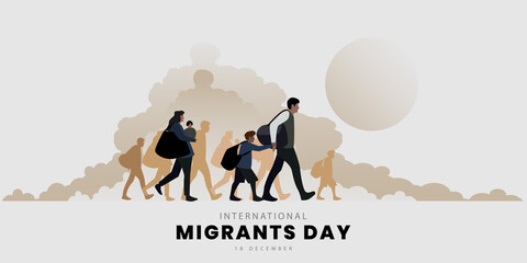 International Migrants Day, migration concept illustration, vector illustration - obrazy, fototapety, plakaty