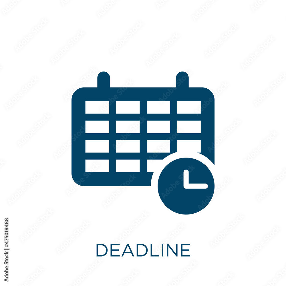 Poster deadline vector icon. clock filled flat symbol for mobile concept and web design. black timer glyph 