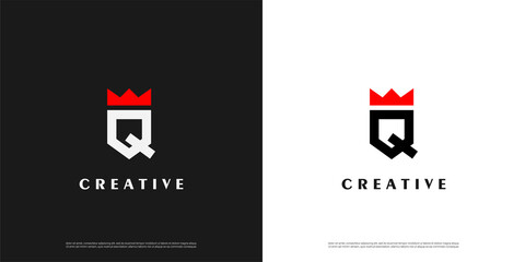 Letter Q with crown logo icon abstract design template elements