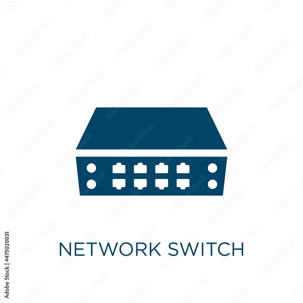 Aufkleber network switch vector icon. connection filled flat symbol for mobile concept and web design. black n
