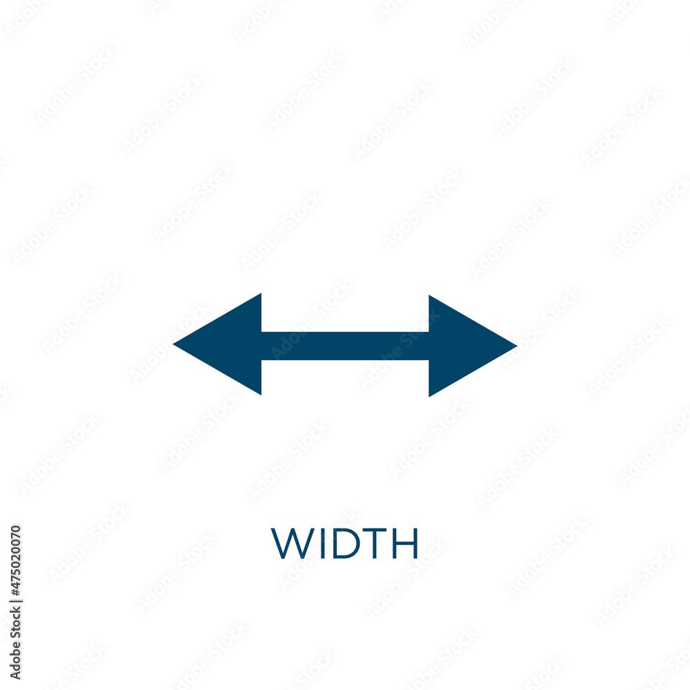 Aufkleber width vector icon. vector filled flat symbol for mobile concept and web design. black length glyph i