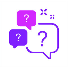  Question bubbles icon. Ask help sign. Faq questionnaire symbol. Quality design element. color style question bubbles icon. Editable Sign. Vector. EPS 10. purple and pink.eps