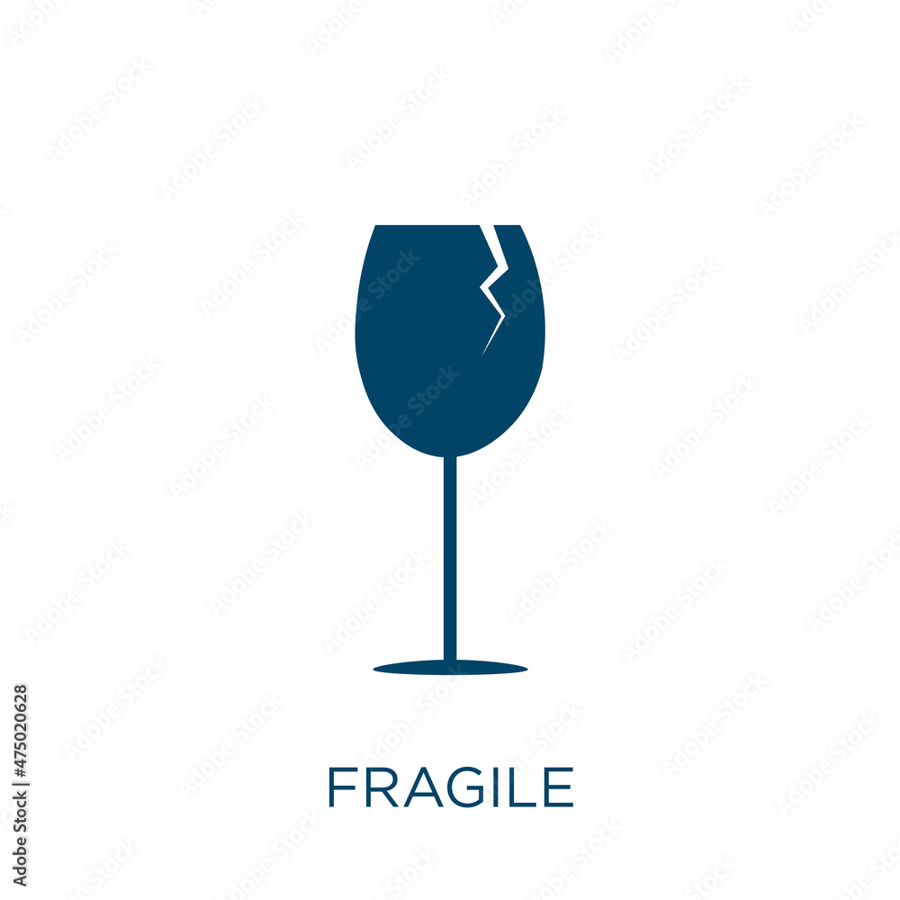 Poster fragile vector icon. box filled flat symbol for mobile concept and web design. black shipping glyph 