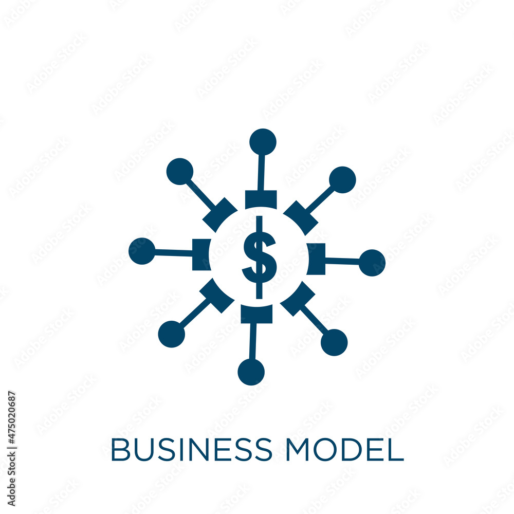 Aufkleber business model vector icon. business filled flat symbol for mobile concept and web design. black com
