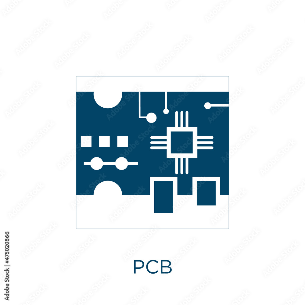Poster pcb vector icon. tech filled flat symbol for mobile concept and web design. black motherboard glyph 