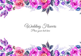 Beautiful wedding invitation card with flowers background