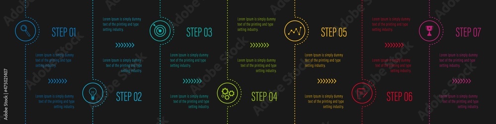 Poster infographics design vector and business icons with 7 options for presentation and web site