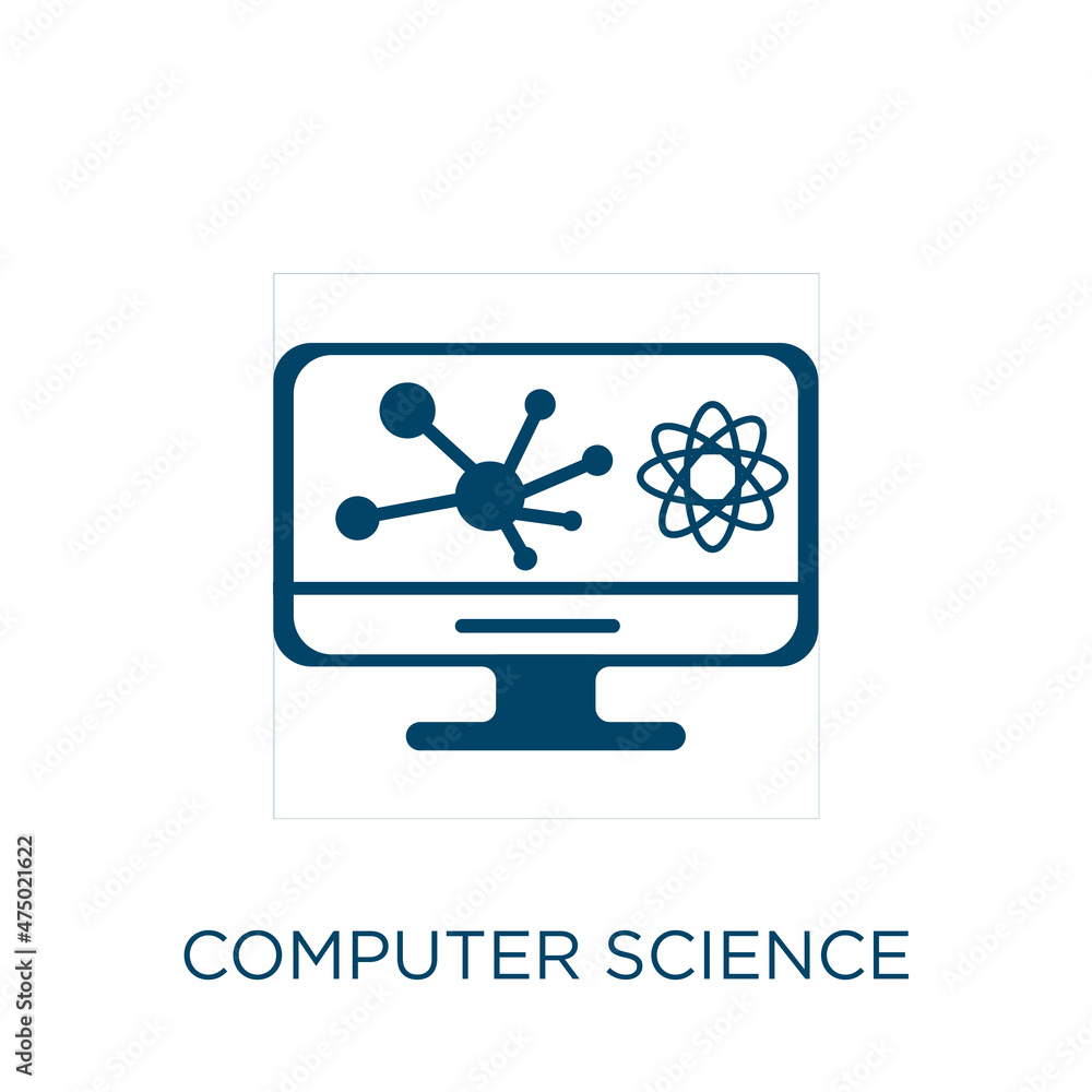 Poster computer science vector icon. computer filled flat symbol for mobile concept and web design. black s