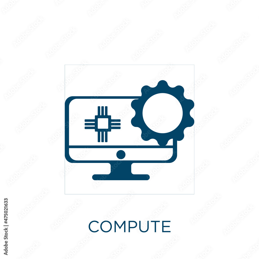 Poster compute vector icon. computer filled flat symbol for mobile concept and web design. black internet g