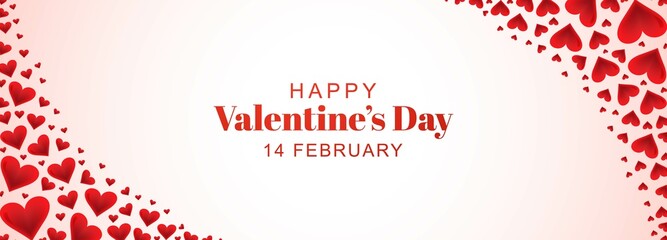 Decorative romantic valentine hearts in banner background