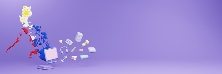 3d rendering of using electronic devices in the country of Philipines for data display