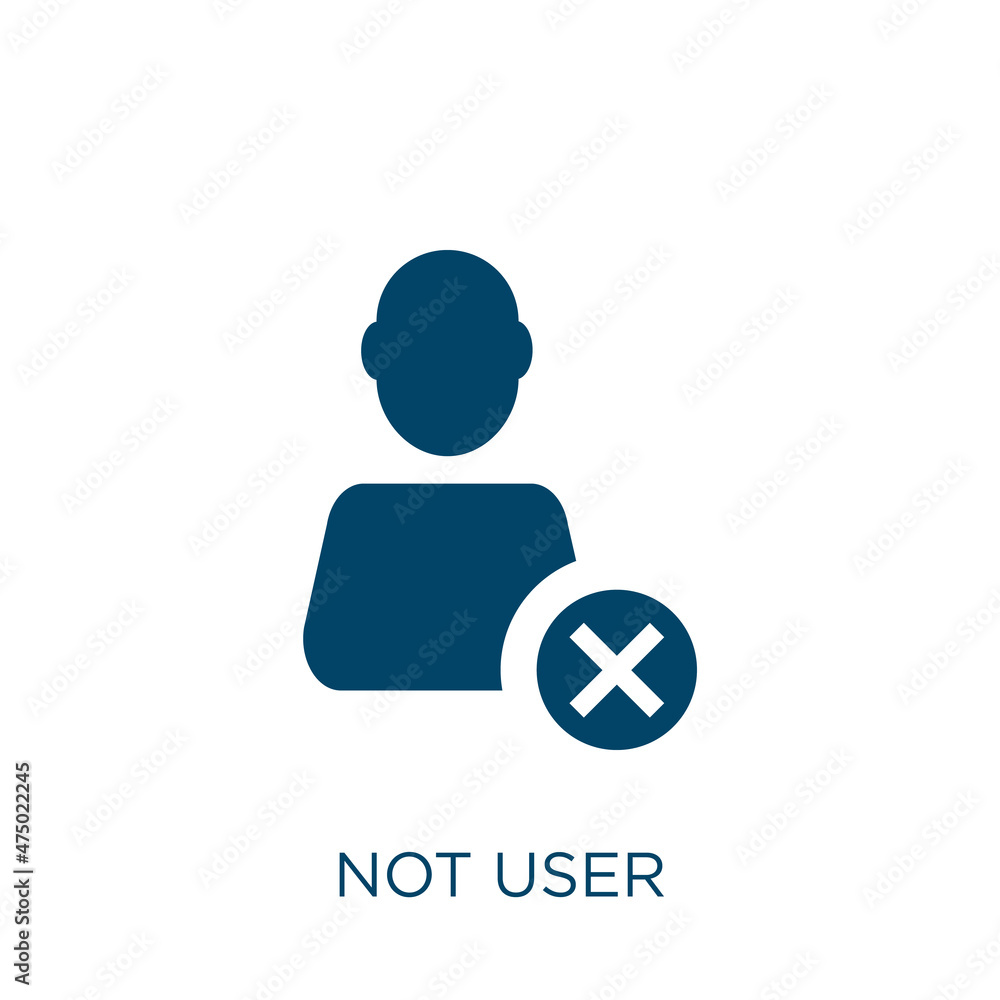 Poster not user vector icon. user filled flat symbol for mobile concept and web design. black person glyph 