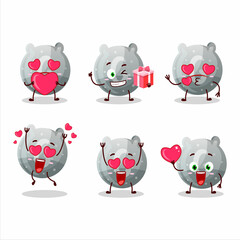 Gray gummy candy G cartoon character with love cute emoticon