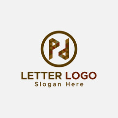 Minimalistic P and D letter Logo. Circular shape letter Logo.Deep brown color Abstract Logo.