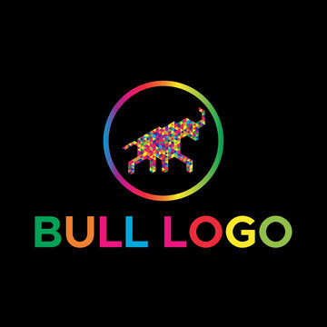 Colorful Bull Logo.Circular shape logo design. Abstract Logo design.