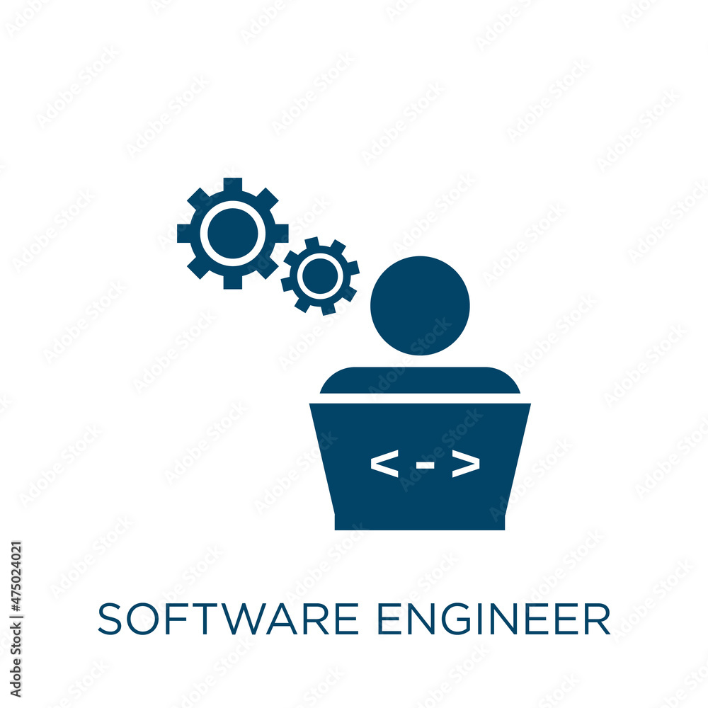 Aufkleber software engineer vector icon. software filled flat symbol for mobile concept and web design. black 