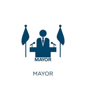 mayor vector icon. government filled flat symbol for mobile concept and web design. Black hall glyph icon. Isolated sign, logo illustration. Vector graphics.