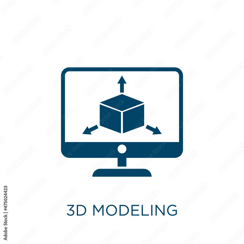 Poster 3d modeling vector icon. technology filled flat symbol for mobile concept and web design. black busi