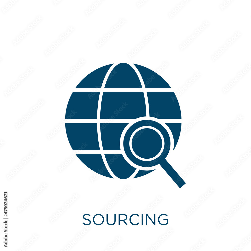 Poster sourcing vector icon. business filled flat symbol for mobile concept and web design. black source gl