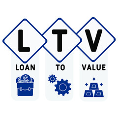 LTV - Loan to Value acronym. business concept background.  vector illustration concept with keywords and icons. lettering illustration with icons for web banner, flyer, landing