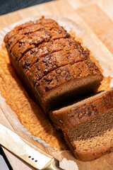 Deliciously moist fresh made carrot cake, detailed closeup.