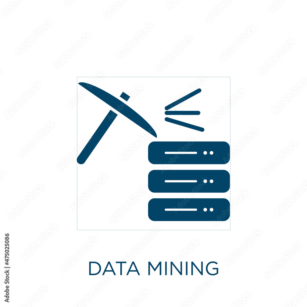 Poster data mining vector icon. data filled flat symbol for mobile concept and web design. black mining gly