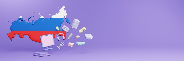 3d rendering of using electronic devices in the country of Russia for data display
