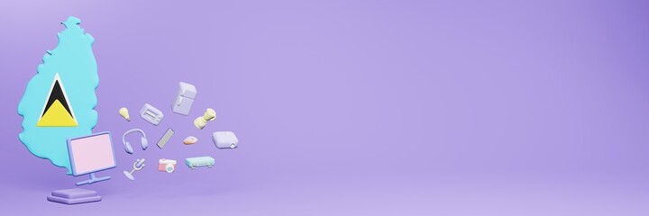 3d rendering of using electronic devices in the country of Saint Lucia for data display