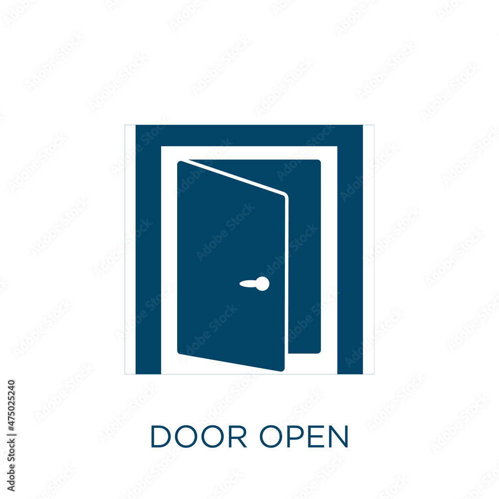 Poster door open vector icon. door filled flat symbol for mobile concept and web design. black open glyph i
