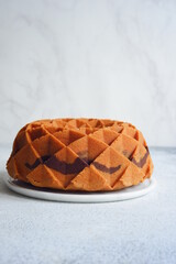 a whole of marble cake in white background  