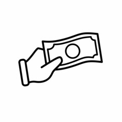 hand holding money. payment icon vector