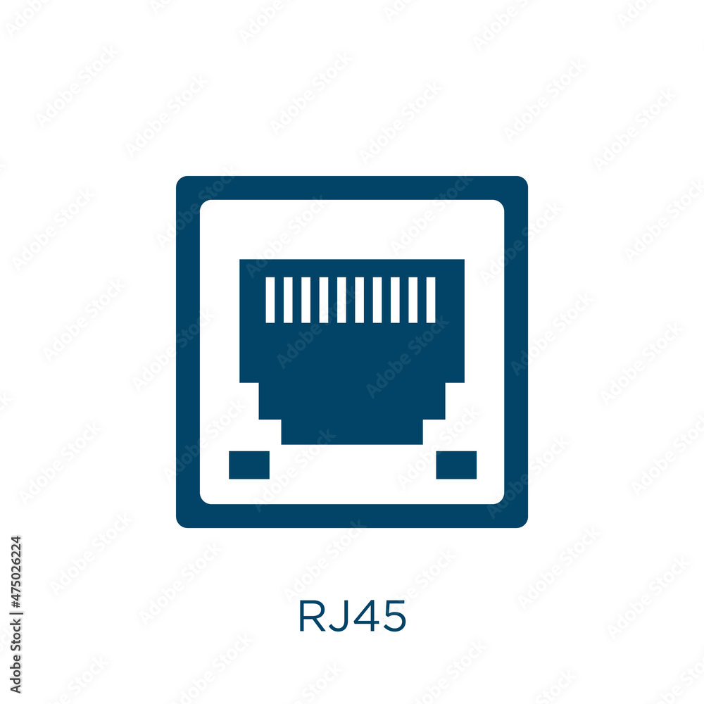 Poster rj45 vector icon. computer filled flat symbol for mobile concept and web design. black technology gl