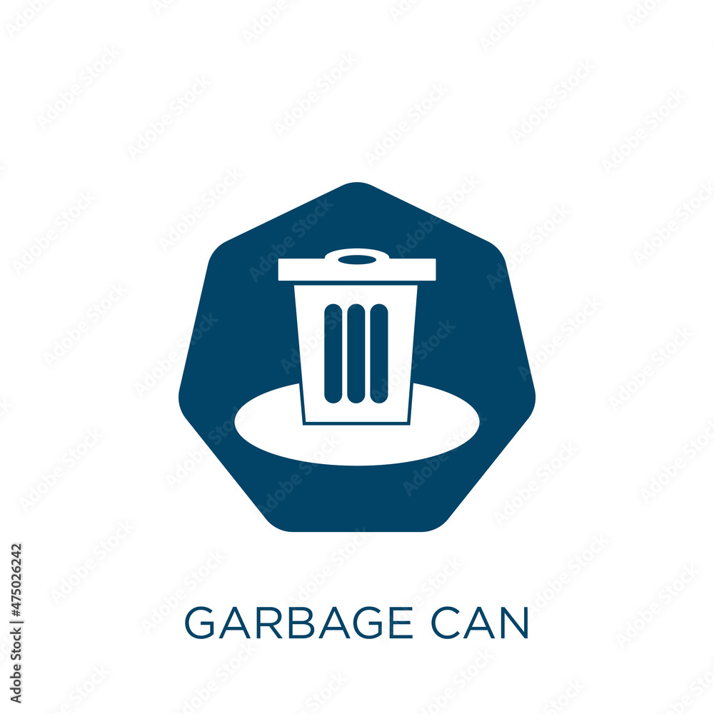 Poster garbage can vector icon. container filled flat symbol for mobile concept and web design. black bin g